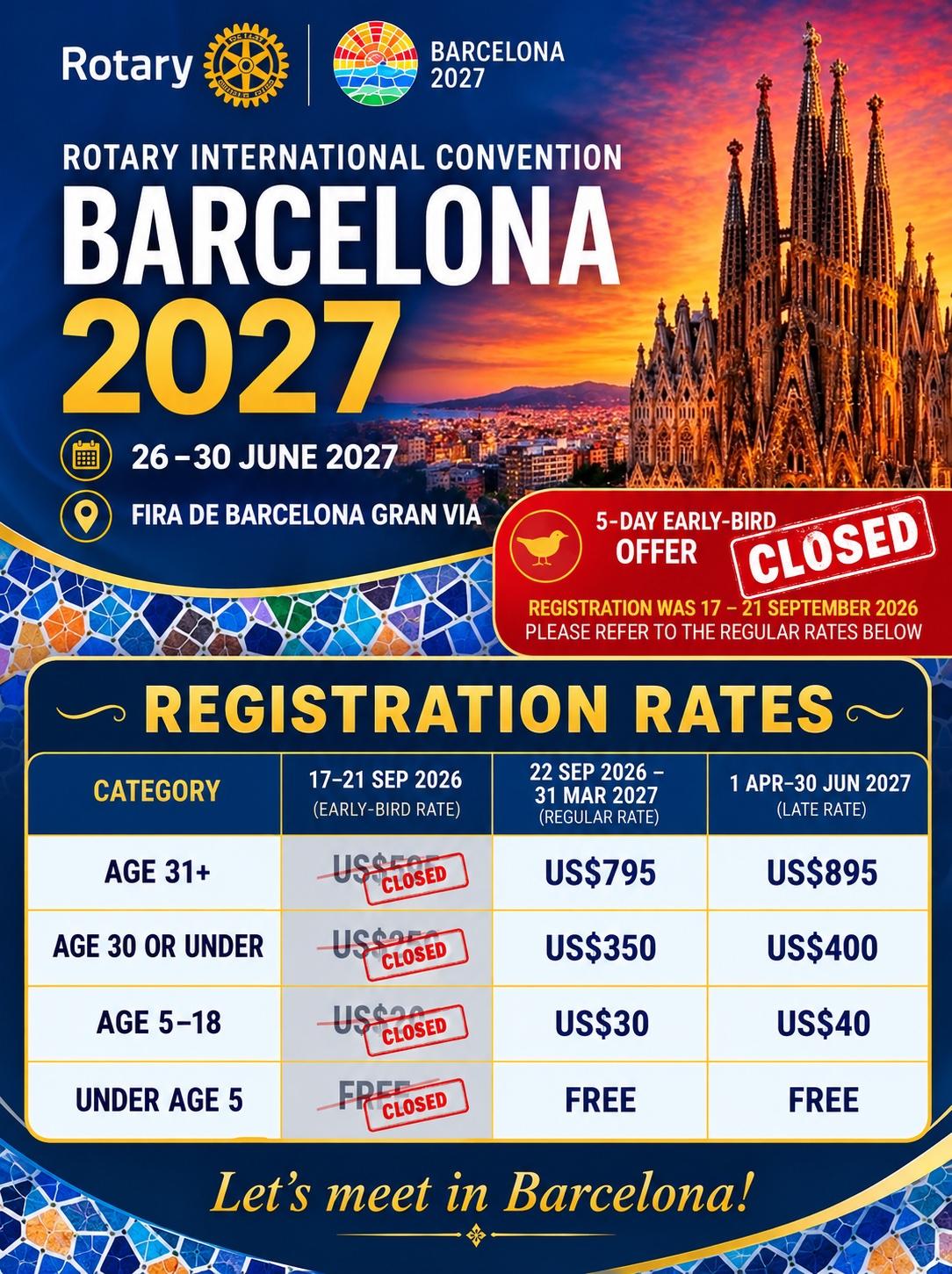 Rotary International Convention, Barcelona 2027 — poster 1
